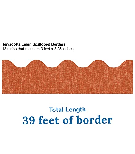 Carson Dellosa Education Let's Explore Terracotta Linen Scalloped Border, 39 Feet